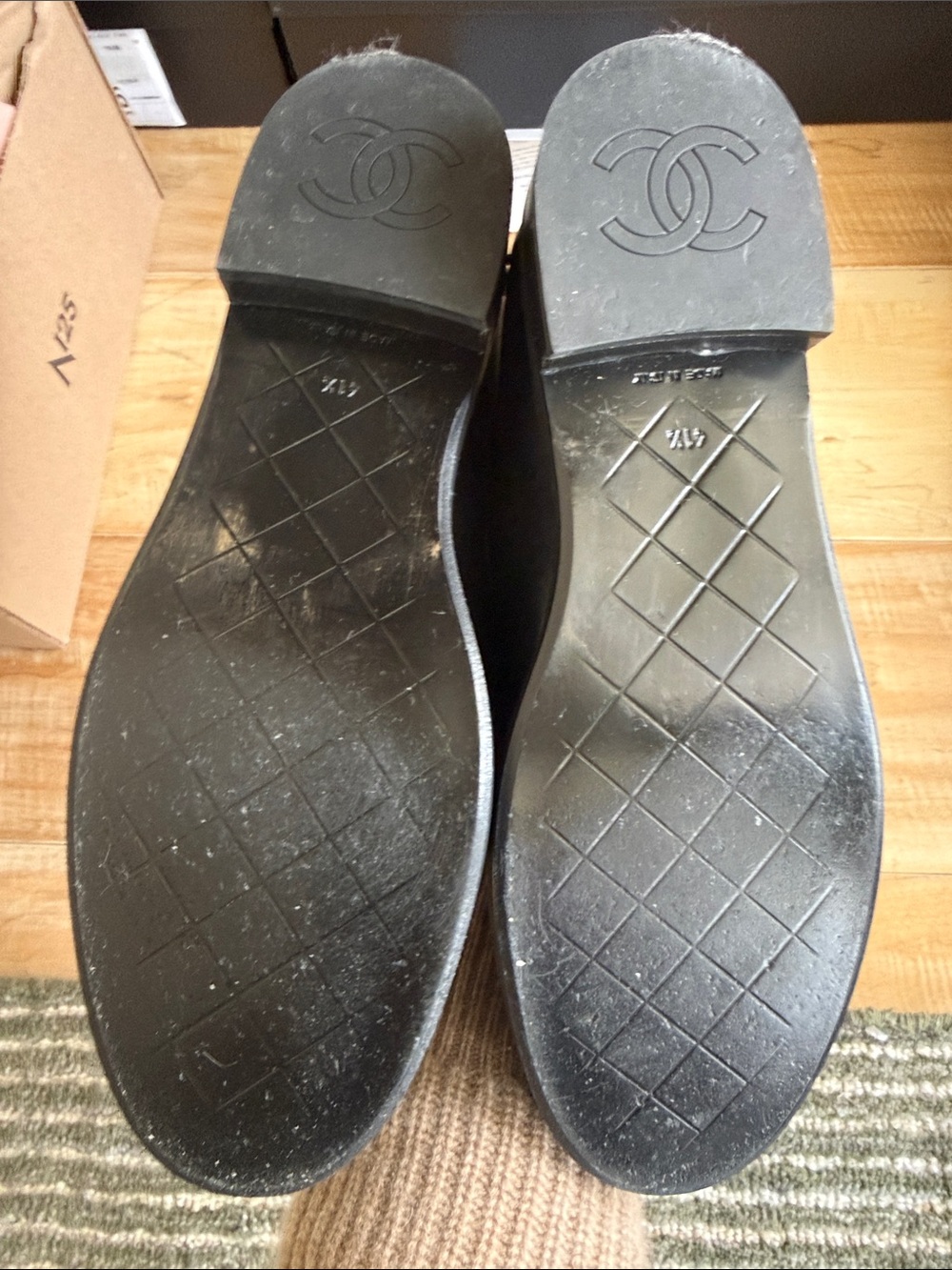 CHANEL Black Quilted Leather CC-Emblem Slip-On Loafers - Picture 3 of 8
